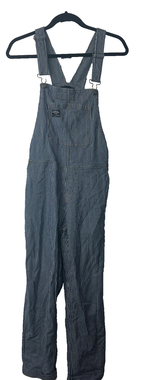 Wildfang Workwear overalls S Navy Stripe Straight Leg Pockets Boho Denim A5